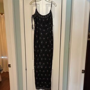 Vintage Papell Boutique Black Beaded Evening Gown
